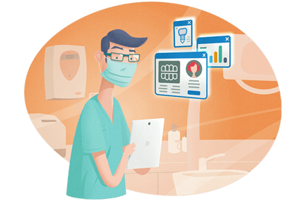 Clinical team using diagnostic imagery software