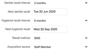 Dentally Patient Details Recall area