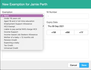 Dentally- NHS Scotland - Exemption list