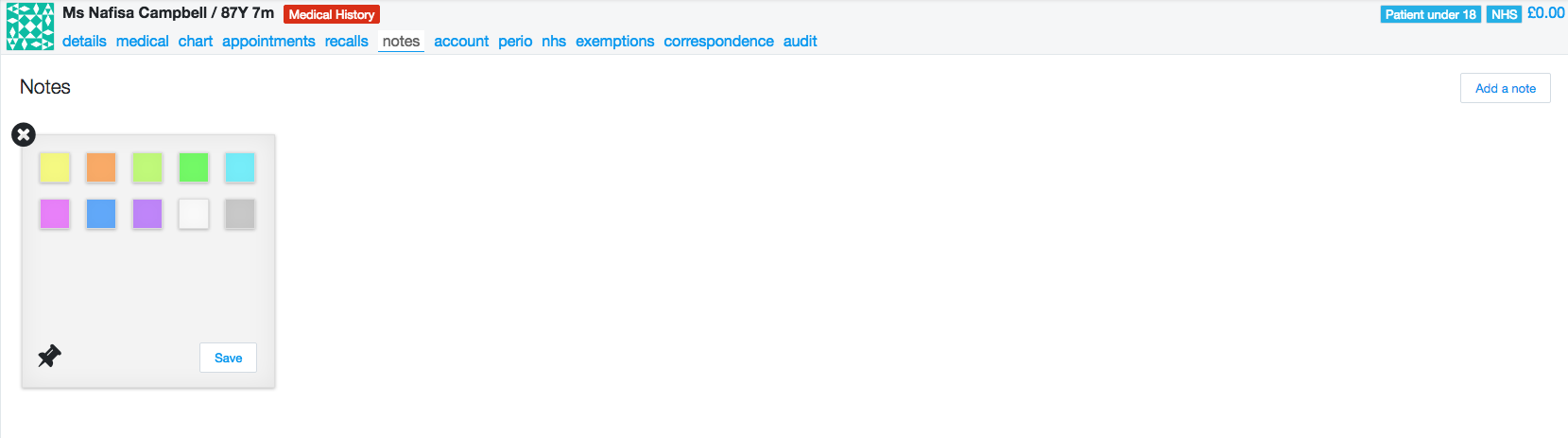 Dentally - Dental Software - Pin the note to the patient record