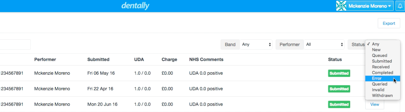 Dentally - Dental Software - Status