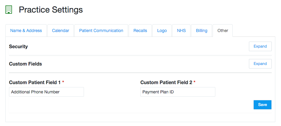 Dental Software Custom Fields